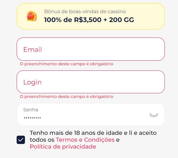 Como criar uma conta no GreatWin Casino