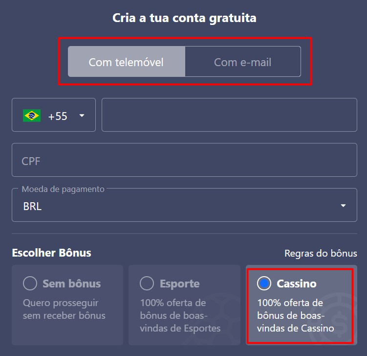 Como criar uma conta no Betmaster Casino