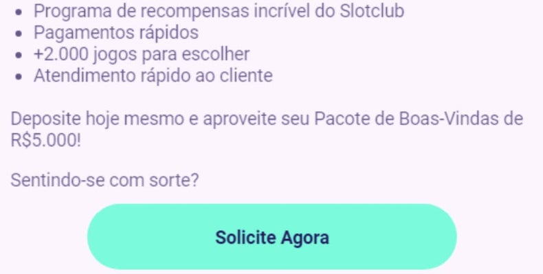 Solicite o seu bônus