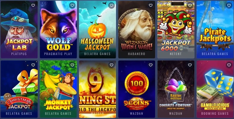 Catalogo de jogos do Casinoin